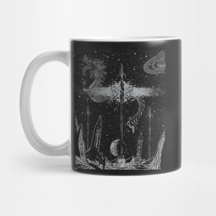 Space War With A Dragon Vintage Design Mug